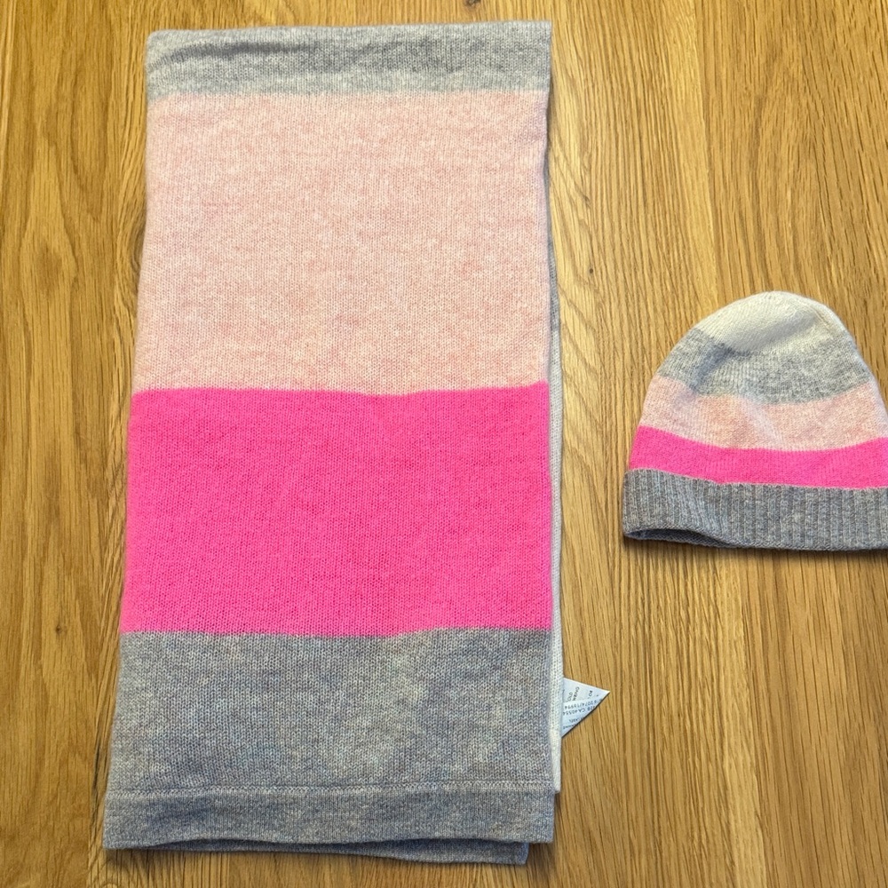 White + Warren Pink and Gray cashmere baby set